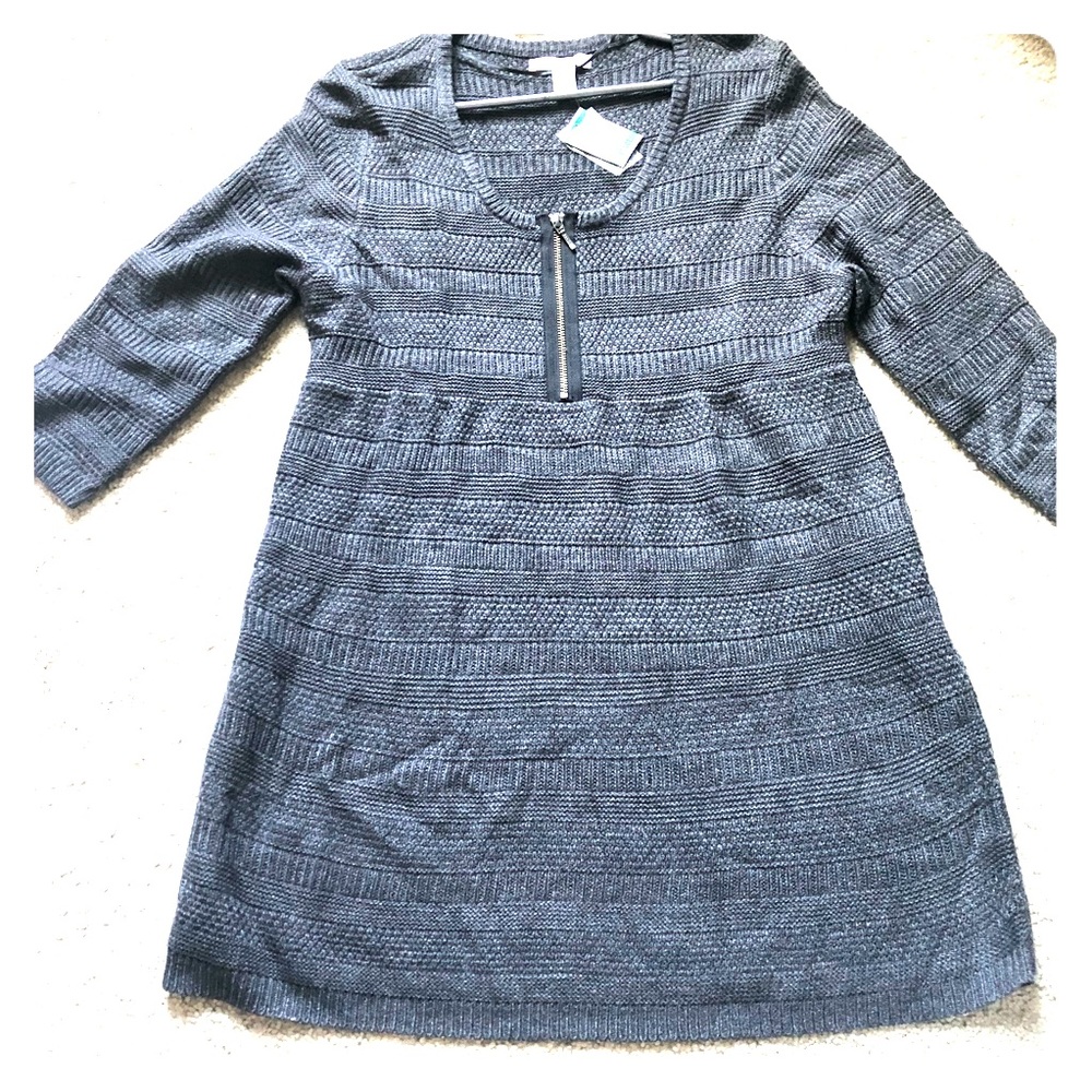 Style&Co Petite: Sweater Dress with quarter zip